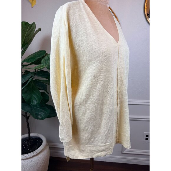 Eileen Fisher Organic Linen/Cotton Slub Knit Sweater – Soft Yellow – Size Large - Picture 13 of 15